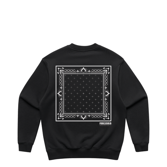 FOOLS GOLD - WESTERN BANDANA - HEAVY CREWNECK - BLACK