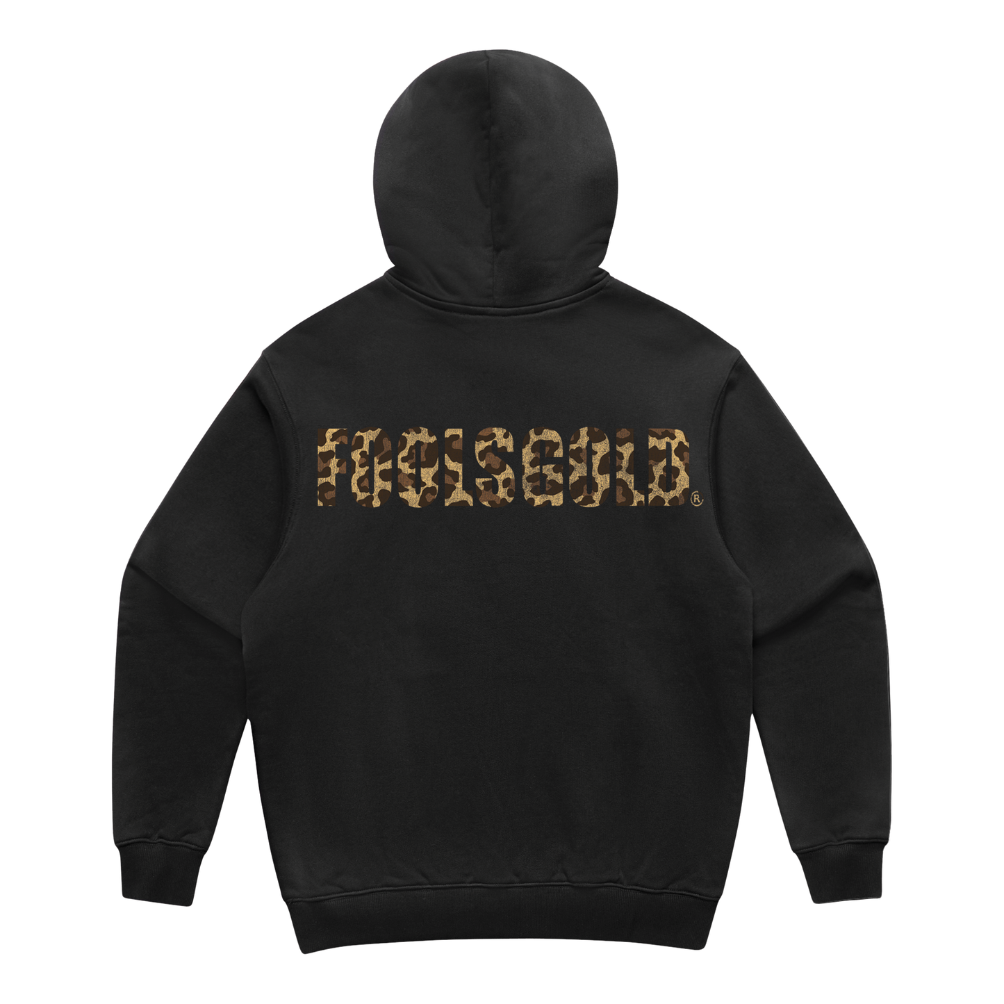 FOOLS GOLD - CRACKED LEOPARD - HEAVY HOODIE - BLACK