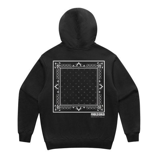 FOOLS GOLD - WESTERN BANDANA - HEAVY HOODIE - BLACK