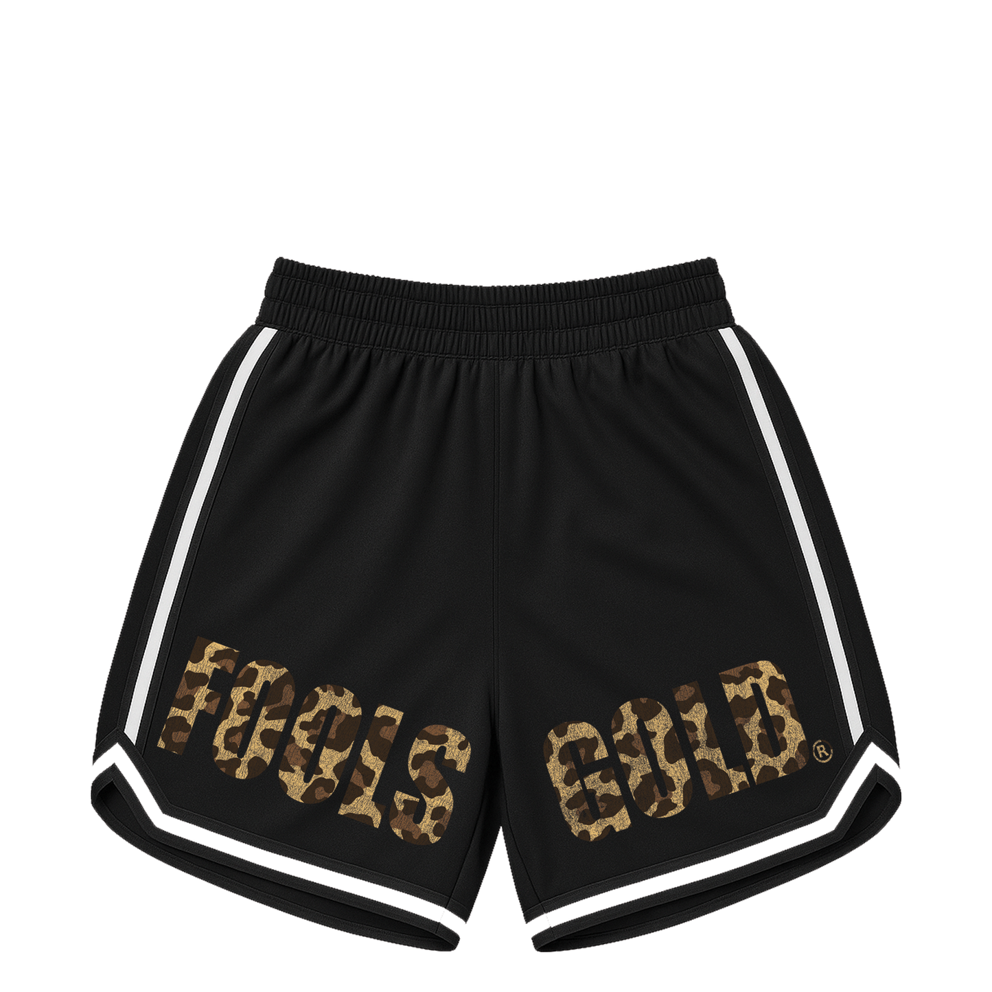 FOOLS GOLD - CRACKED LEOPARD - MESH SHORTS - BLACK