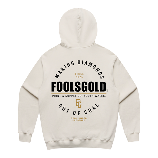 FOOLS GOLD - MAKING DIAMONDS - HEAVY HOODIE - ECRU