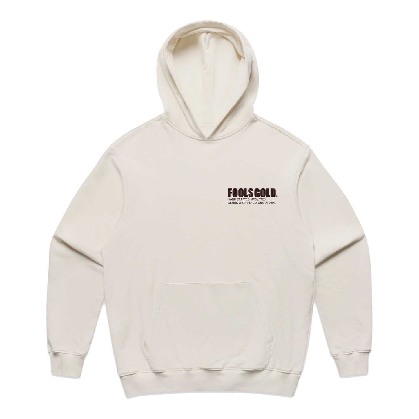 FOOLS GOLD - LOCKUP BANDANA - HEAVY HOODIE - ECRU/COCOA