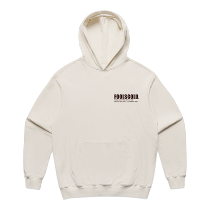 FOOLS GOLD - LOCKUP BANDANA - HEAVY HOODIE - ECRU/COCOA