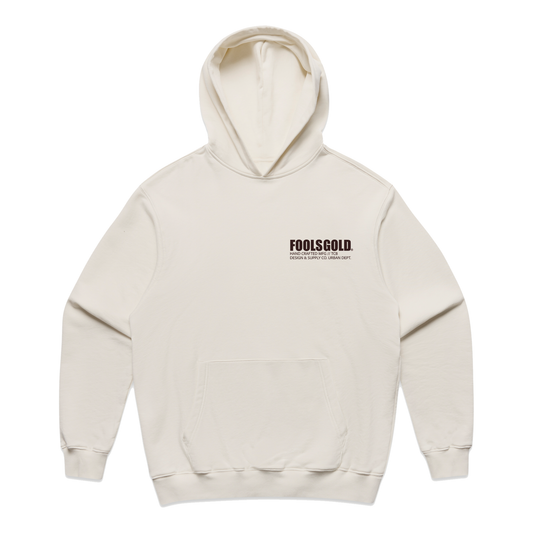 FOOLS GOLD - LOCKUP BANDANA - HEAVY HOODIE - ECRU/COCOA